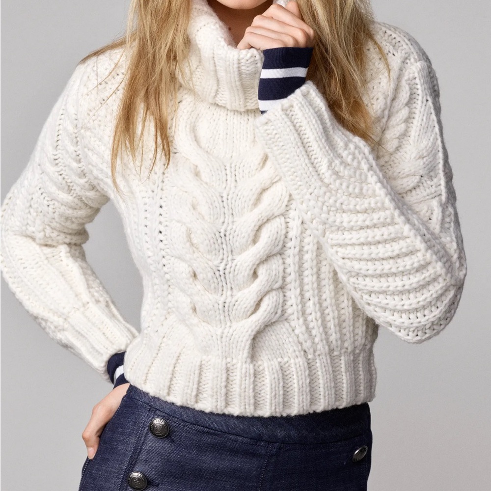 NWT Gigi Hadid X Tommy Hilfiger Chunky ITALIAN wool alpaca SOFT cableknit CREAM - Picture 14 of 14